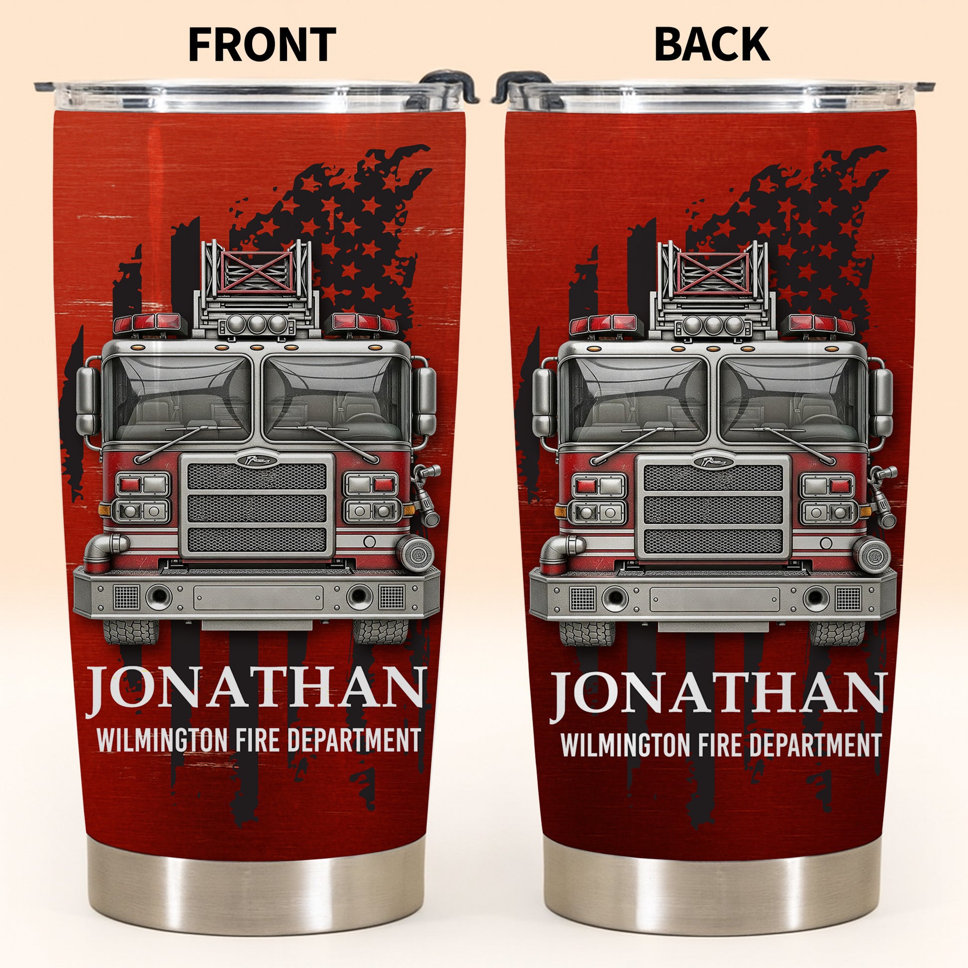 Wilmington Fire Department With Fire Truck And Stars