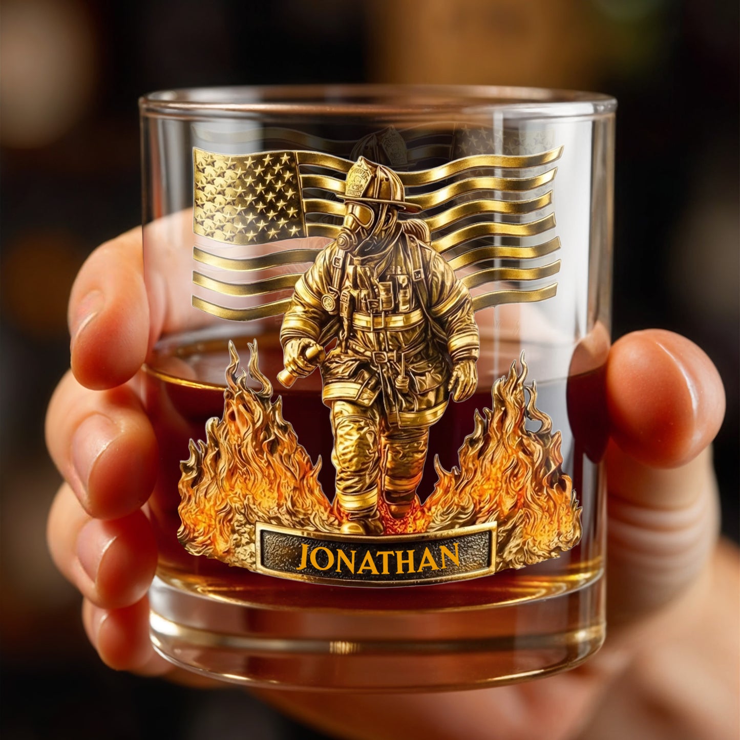 Celebrate Our Heroes, Brave Firefighter And American Flag