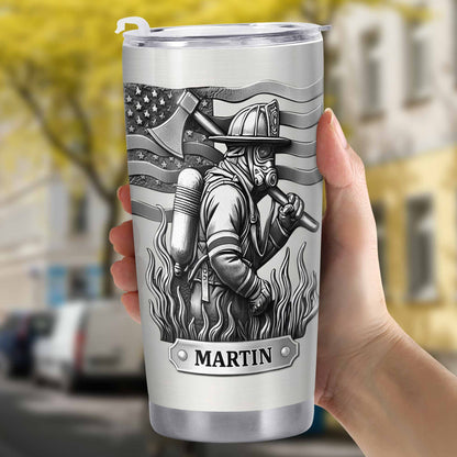 Honor Your Personal Hero, Firefighter American Flag Tumbler