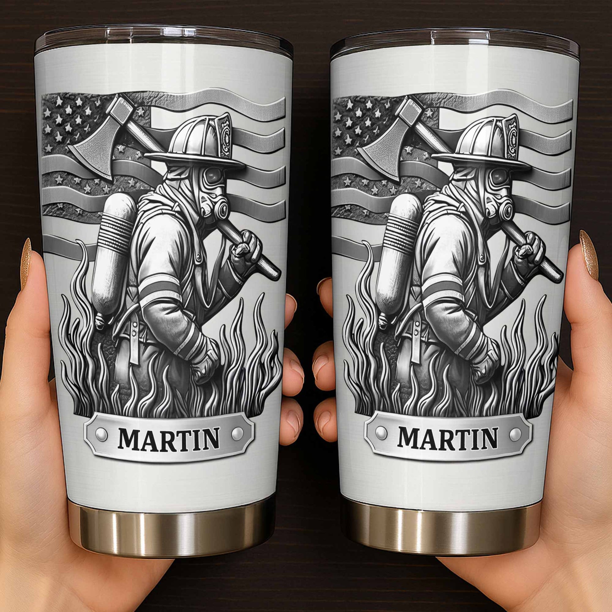 Honor Your Personal Hero, Firefighter American Flag Tumbler