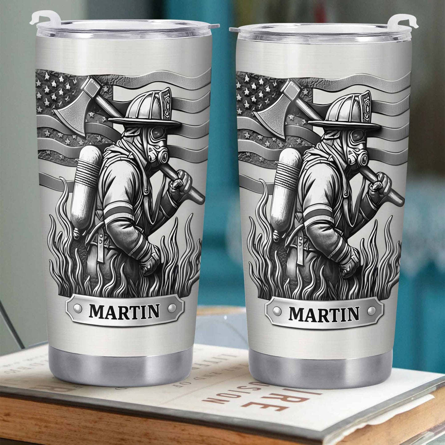 Honor Your Personal Hero, Firefighter American Flag Tumbler
