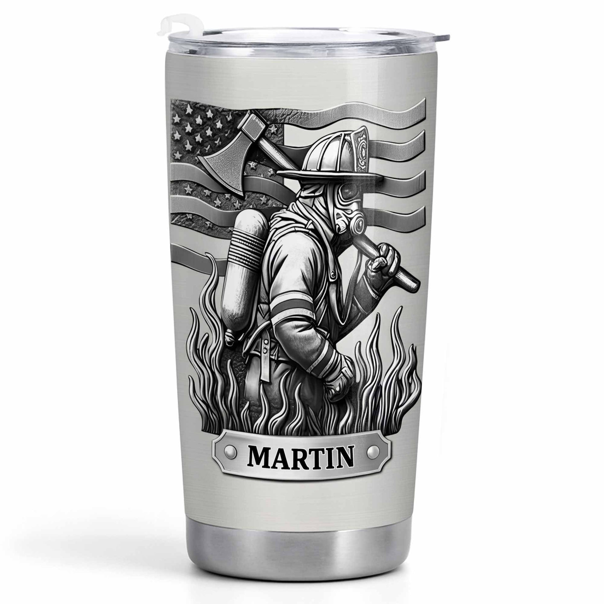 Honor Your Personal Hero, Firefighter American Flag Tumbler
