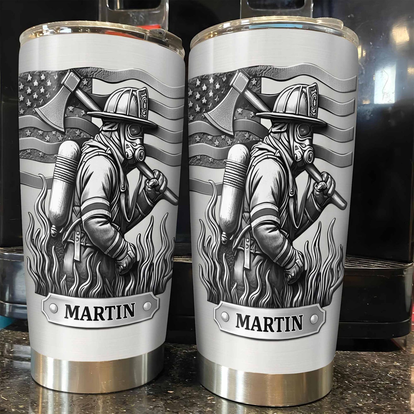 Honor Your Personal Hero, Firefighter American Flag Tumbler