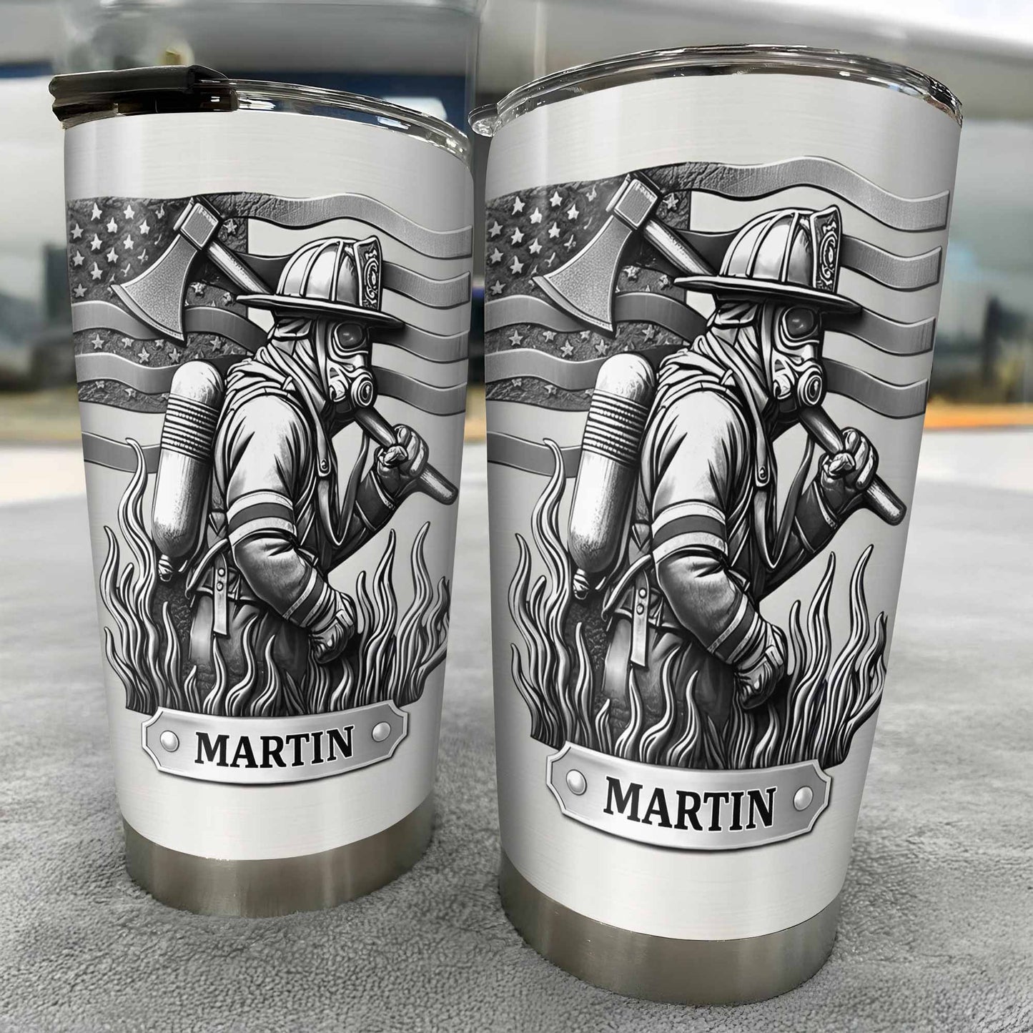 Honor Your Personal Hero, Firefighter American Flag Tumbler