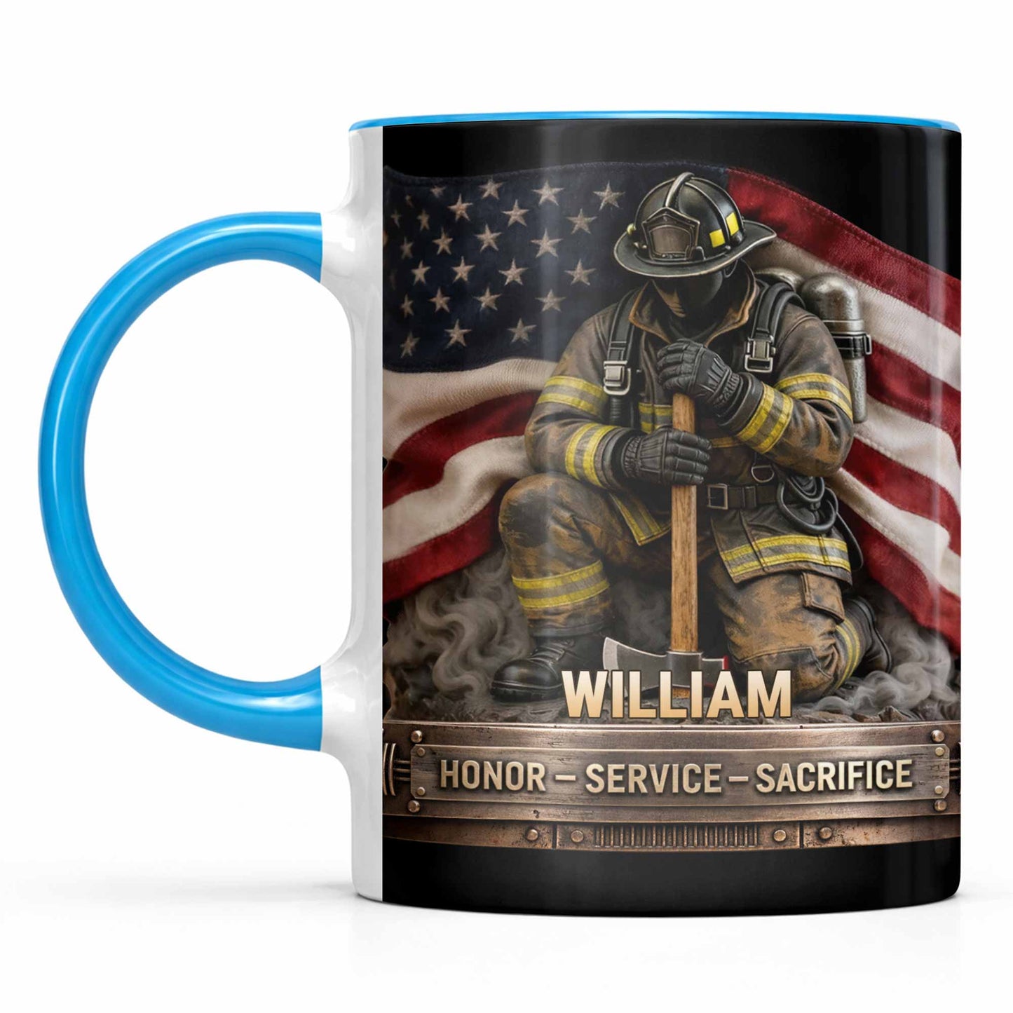 Honor Service Sacrifice Firefighter American Flag Design