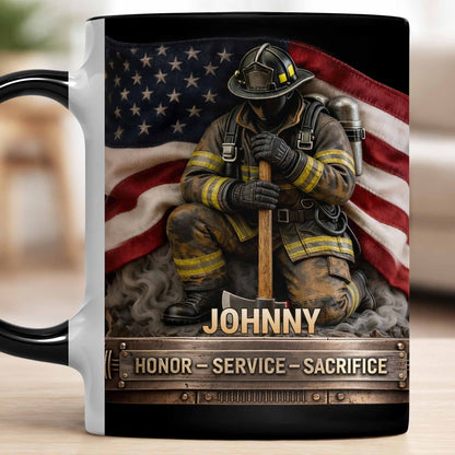 Honor Service Sacrifice Firefighter American Flag Design