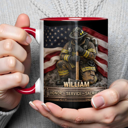 Honor Service Sacrifice Firefighter American Flag Design
