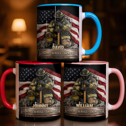 Honor Service Sacrifice Firefighter American Flag Design