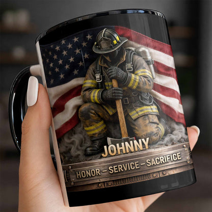 Honor Service Sacrifice Firefighter American Flag Design