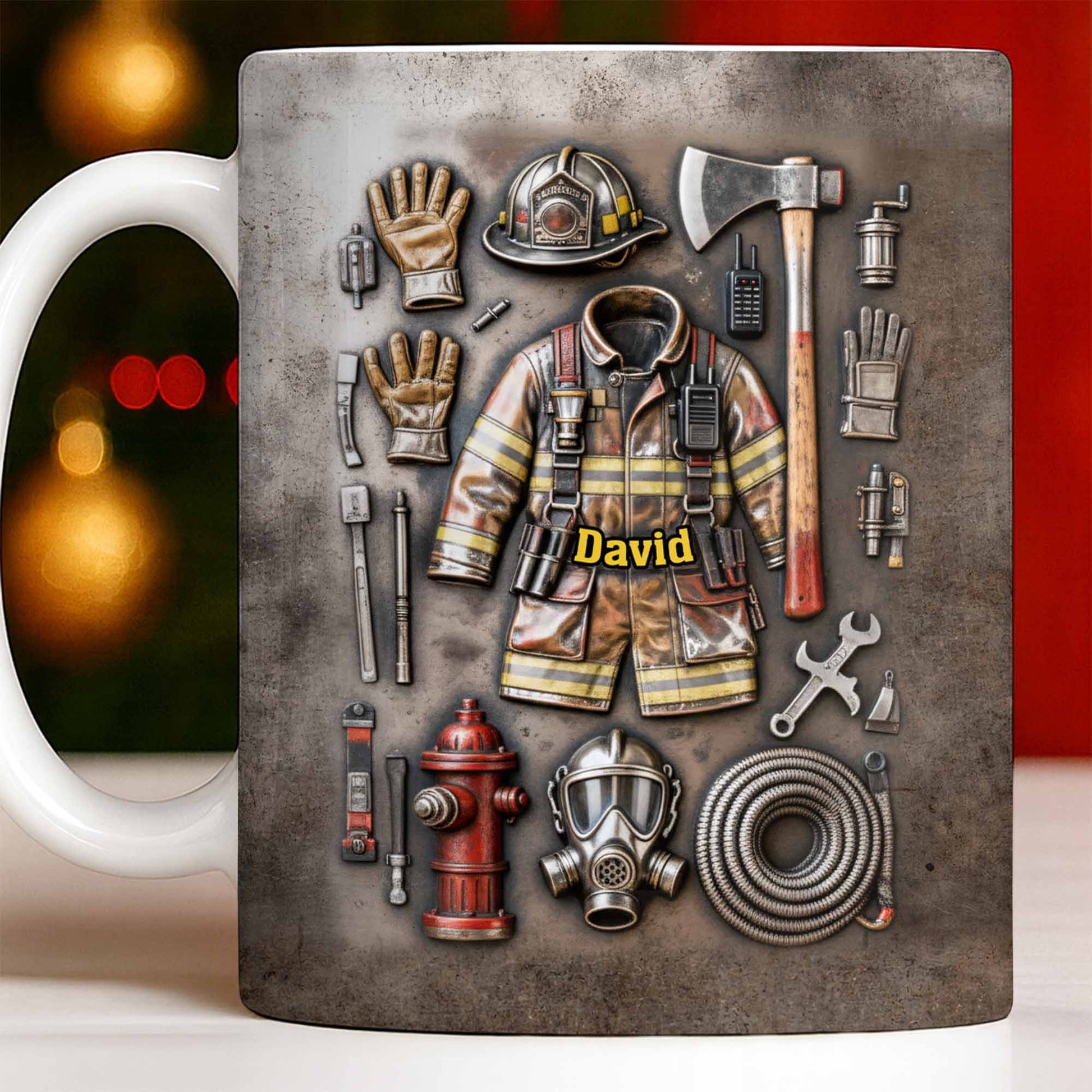 Customize This Mug With Your Firefighter's Name And Gear