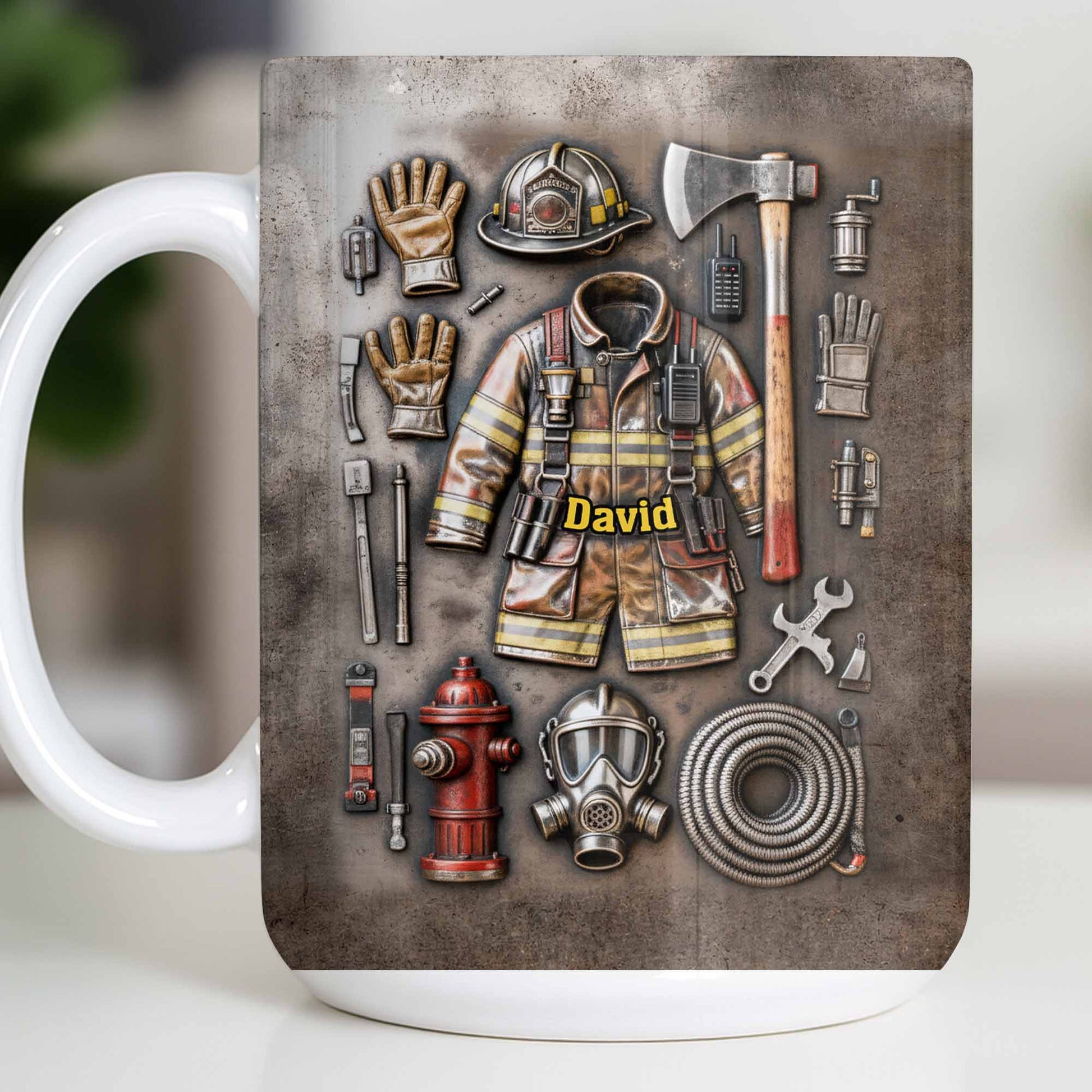 Customize This Mug With Your Firefighter's Name And Gear
