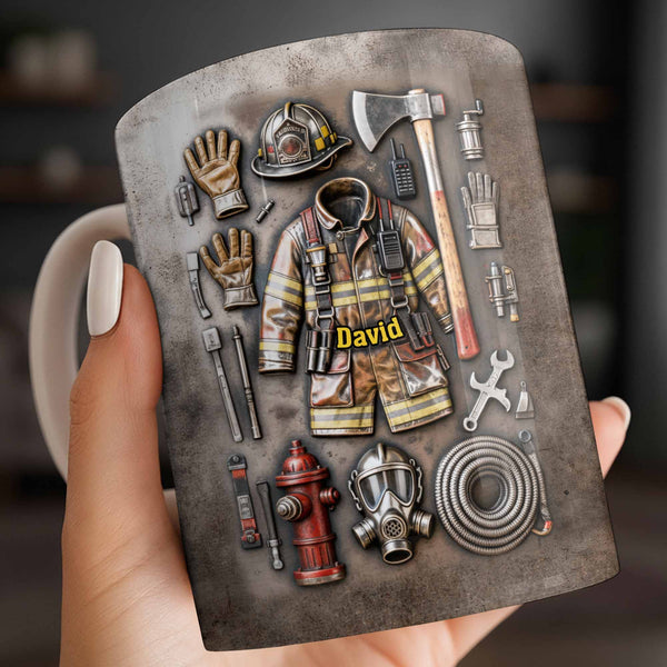 Customize This Mug With Your Firefighter's Name And Gear