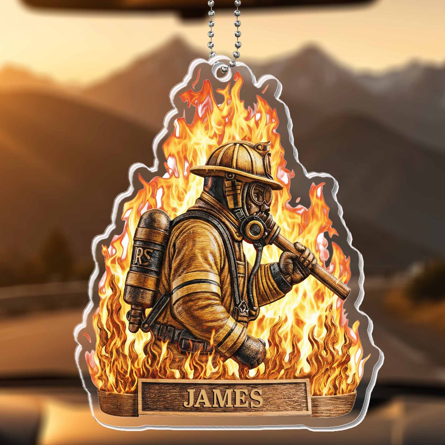 Celebrate Bravery Firefighter in Vibrant Flames