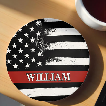 Celebrate Pride With Customizable American Flag - Personalized Custom Ceramic Coaster - FIF052_ROCO