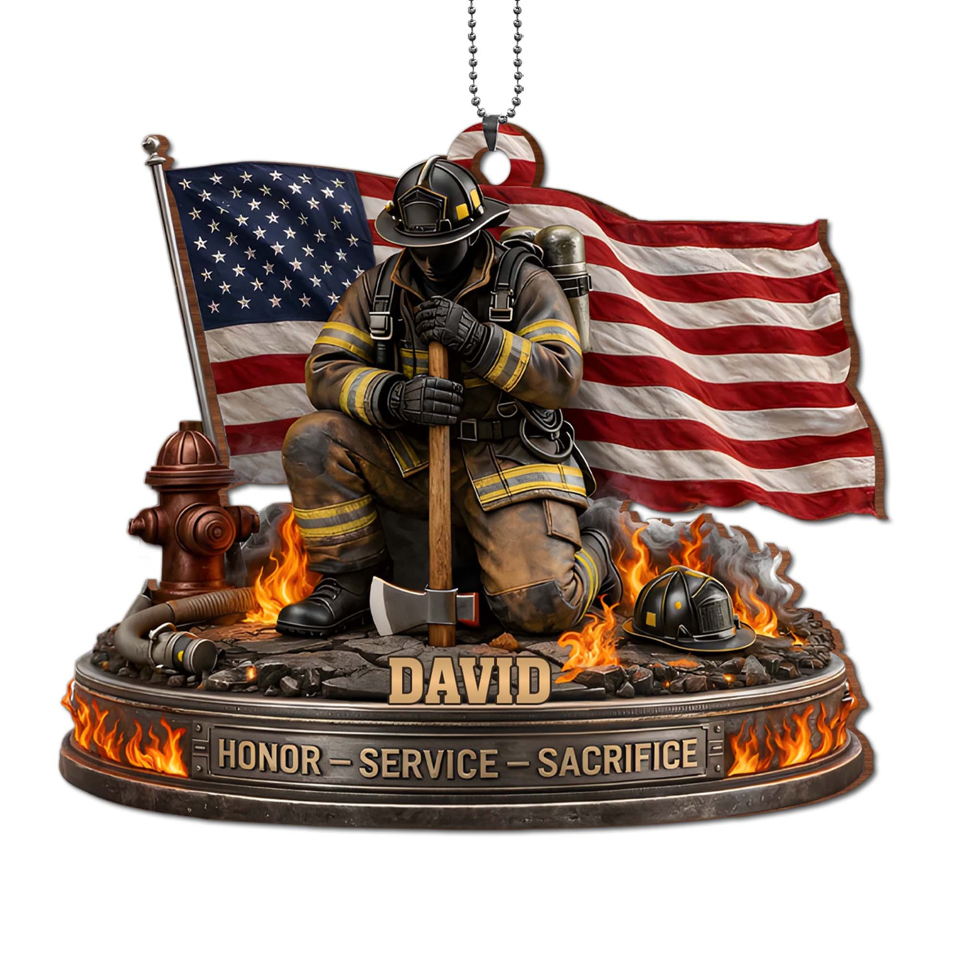 Honor, Service, Sacrifice Firefighter Ornament