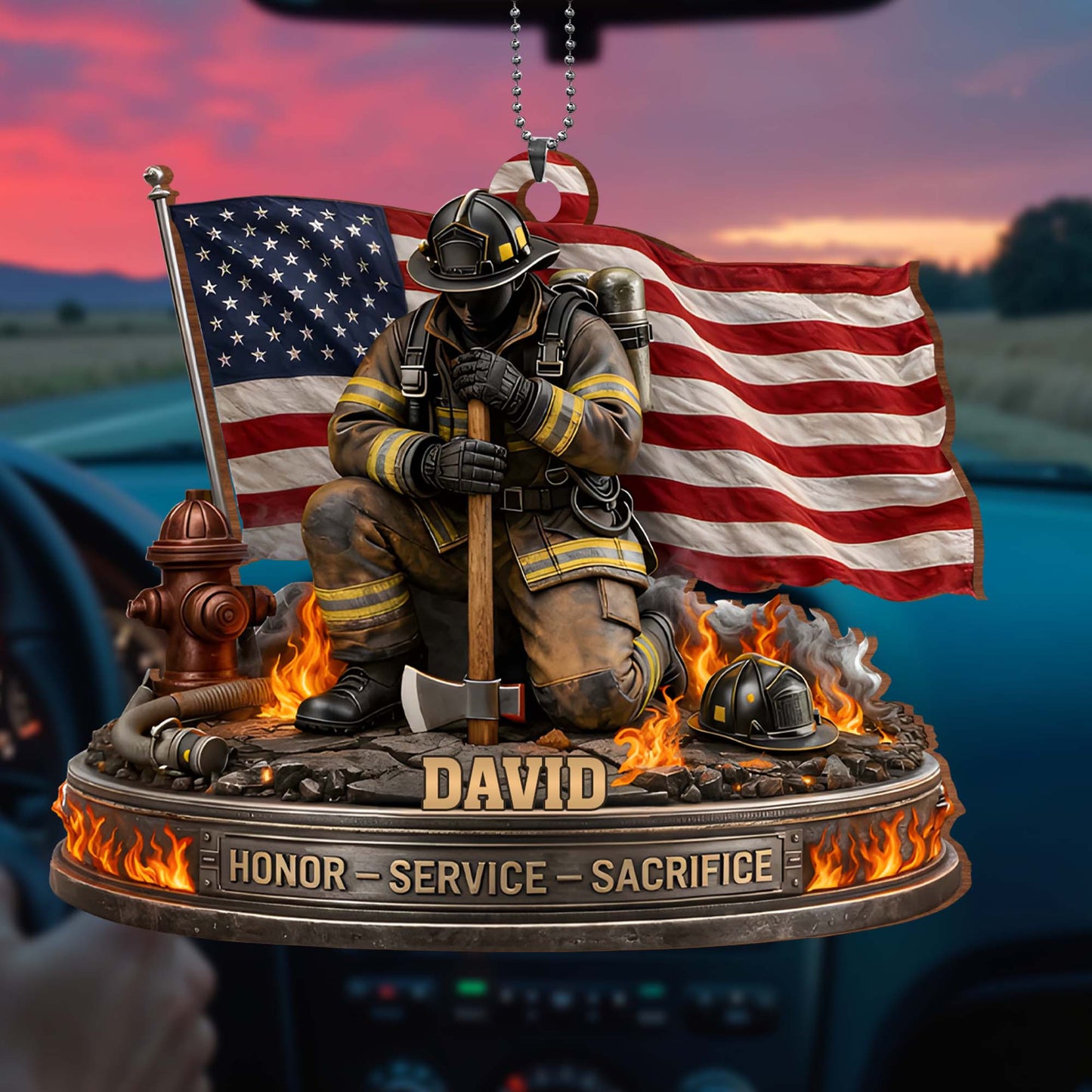 Honor, Service, Sacrifice Firefighter Ornament