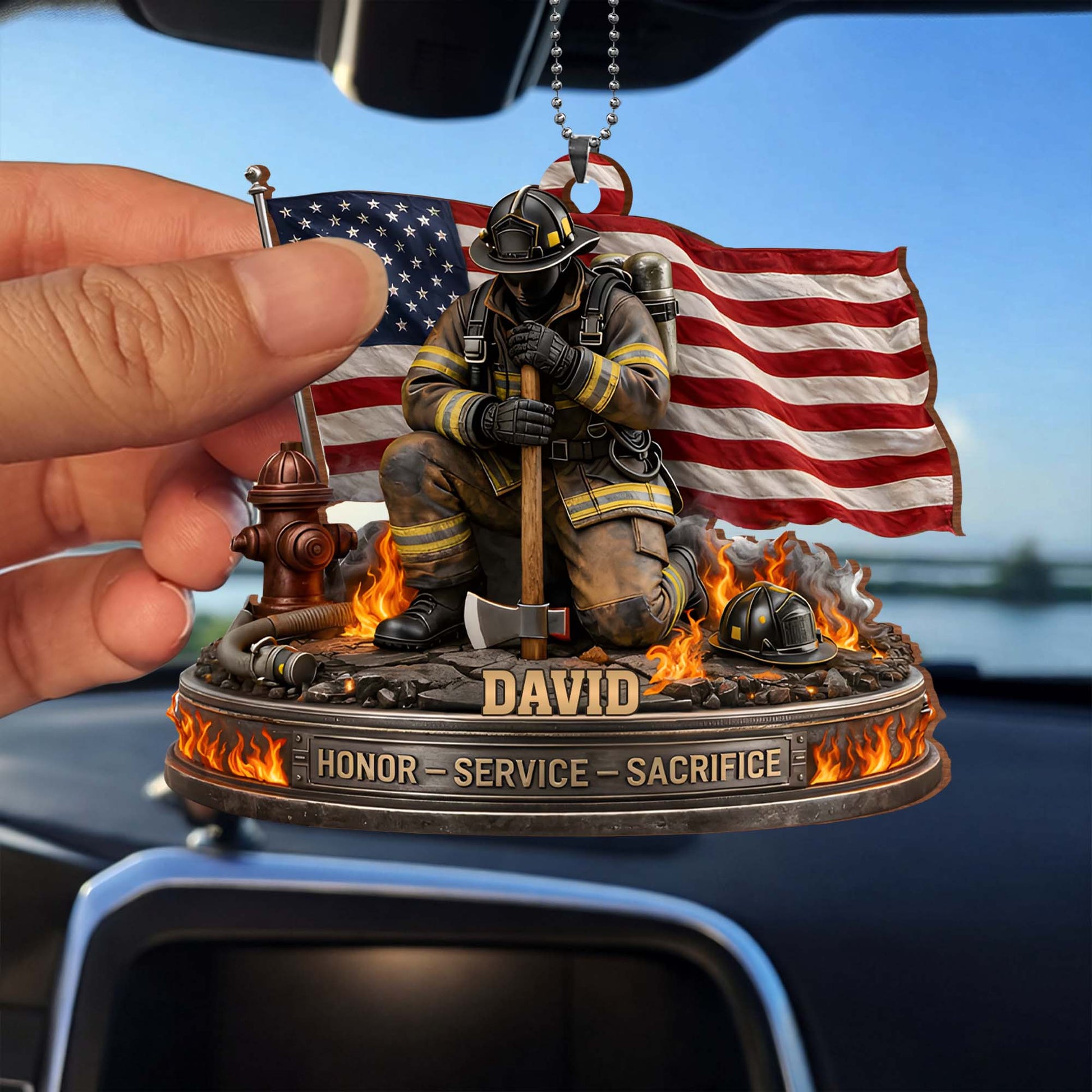 Honor, Service, Sacrifice Firefighter Ornament