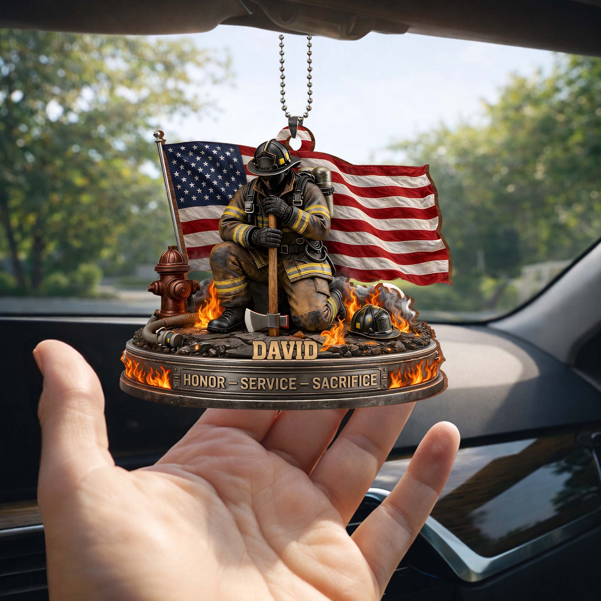 Honor, Service, Sacrifice Firefighter Ornament