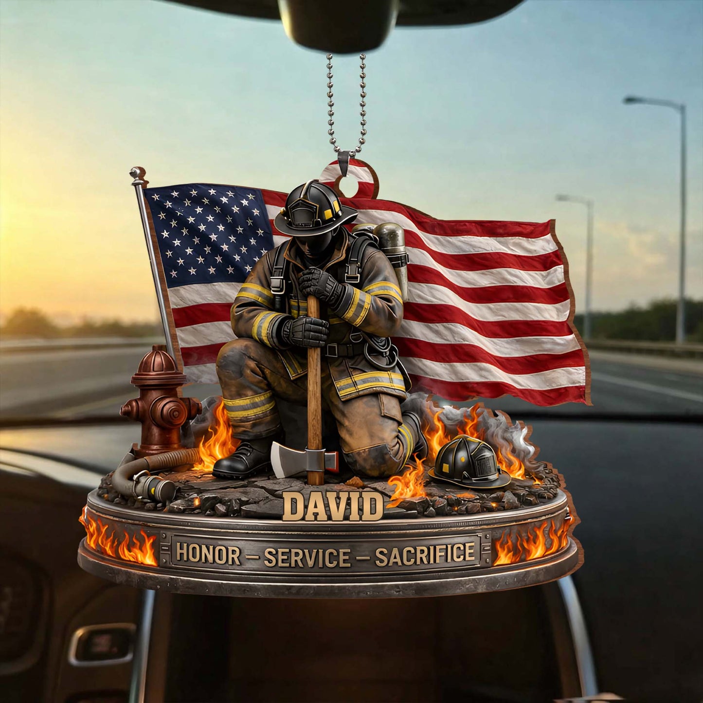 Honor, Service, Sacrifice Firefighter Ornament