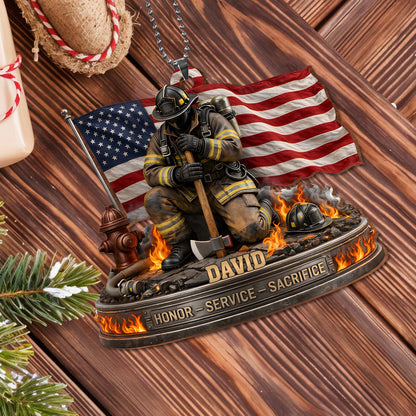 Honor, Service, Sacrifice Firefighter Ornament
