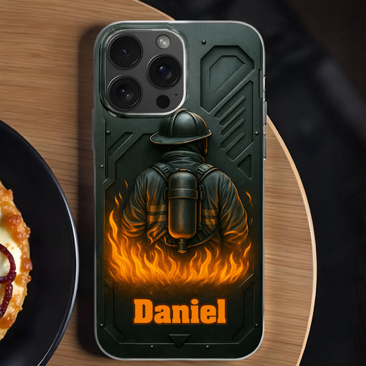 Brave Firefighter Walking Into Flames