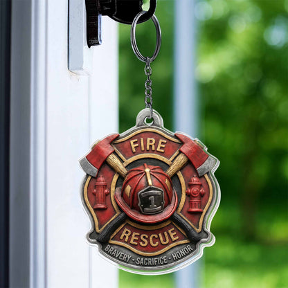 Fire Rescue Bravery Sacrifice Honor Keychain