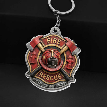 Fire Rescue Bravery Sacrifice Honor Keychain