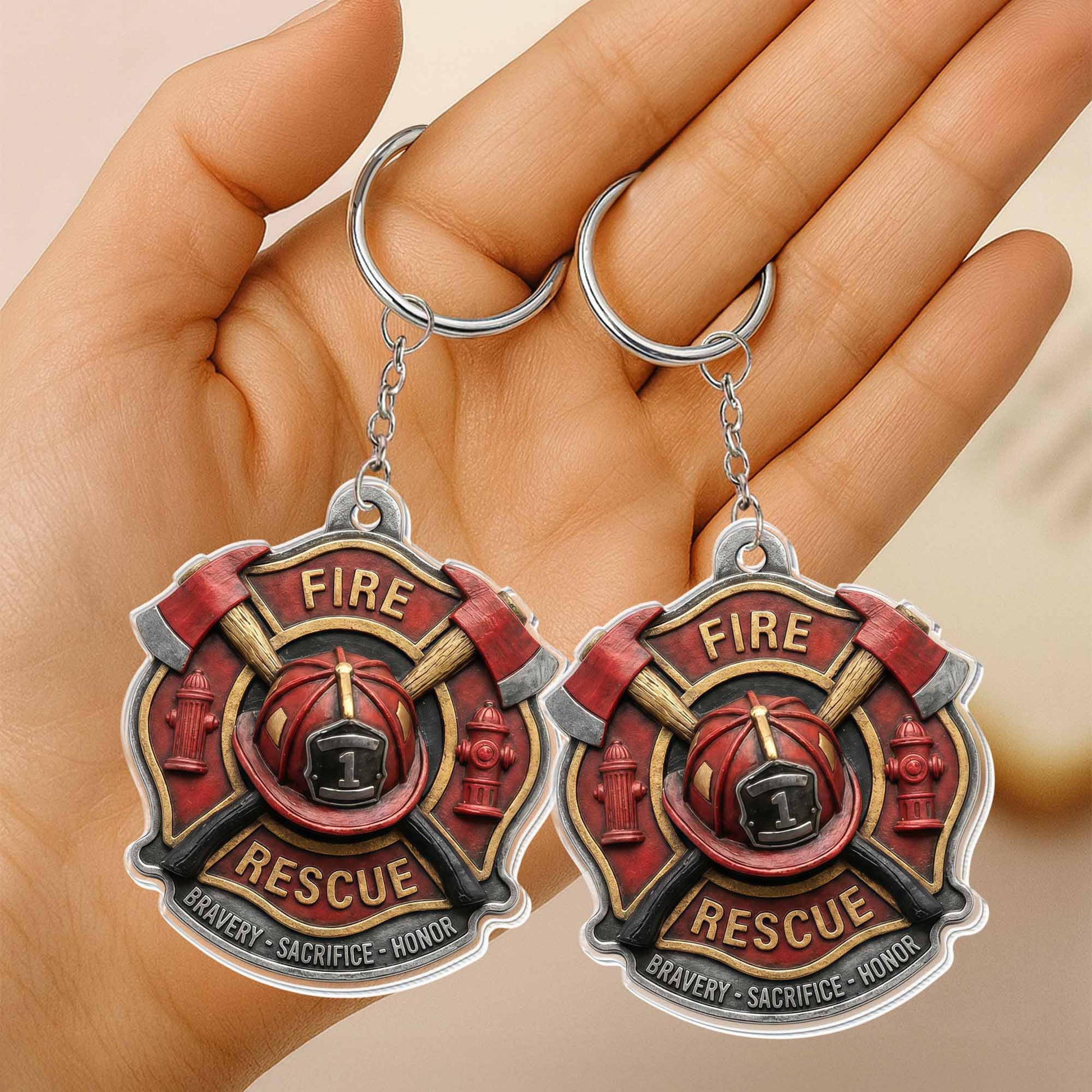 Fire Rescue Bravery Sacrifice Honor Keychain