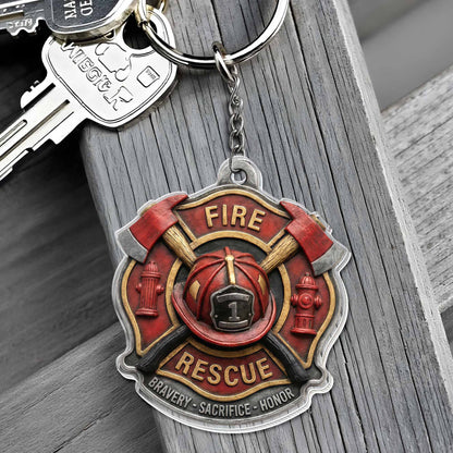 Fire Rescue Bravery Sacrifice Honor Keychain