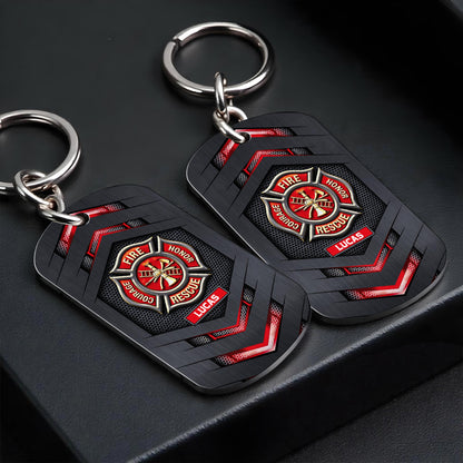 Fire Rescue Courage Honor With Firefighter Badge And Maltese Cross