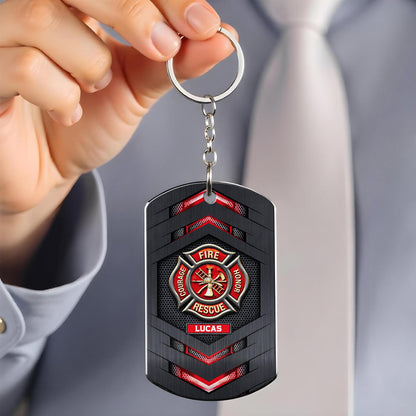 Fire Rescue Courage Honor With Firefighter Badge And Maltese Cross