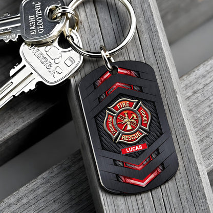 Fire Rescue Courage Honor With Firefighter Badge And Maltese Cross
