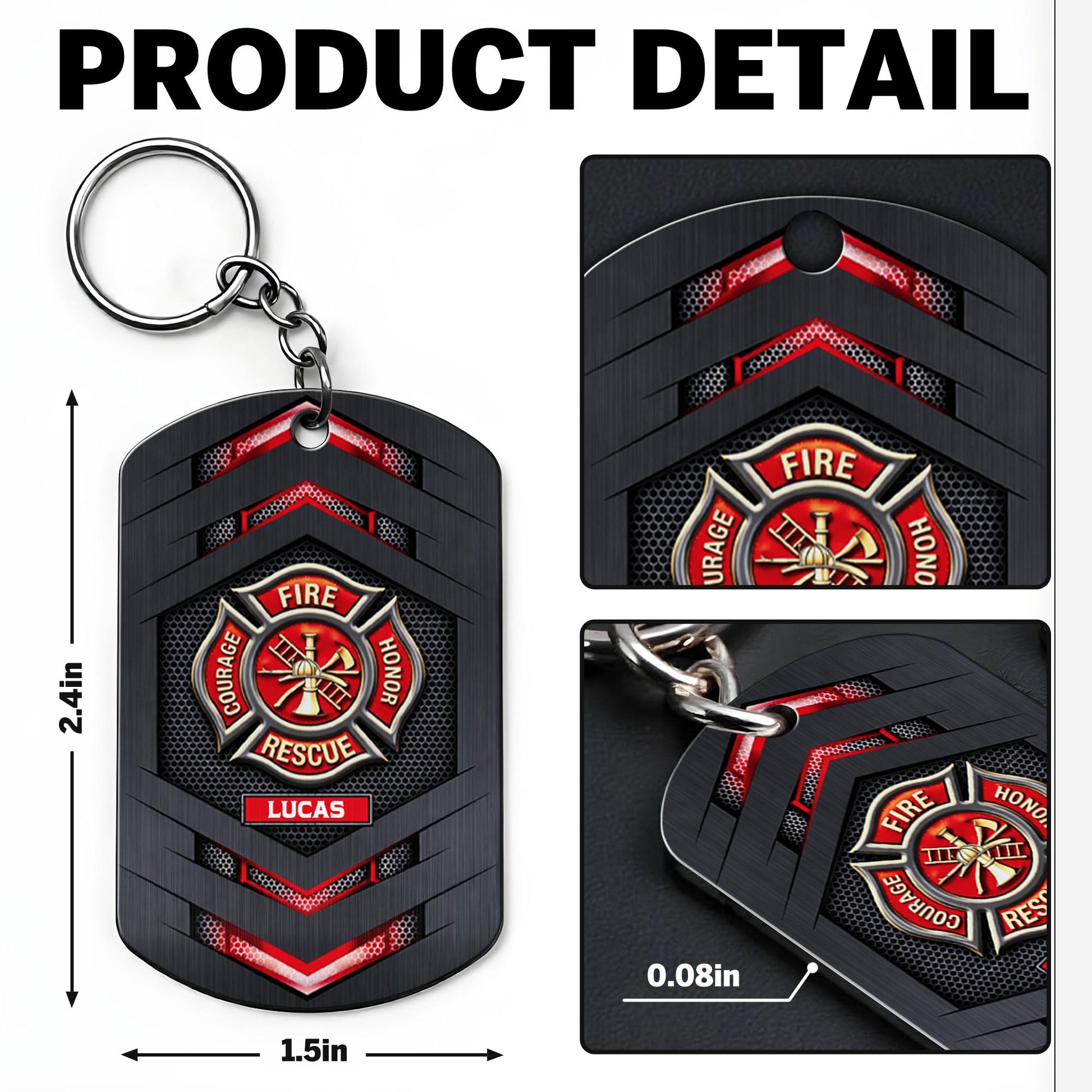 Fire Rescue Courage Honor With Firefighter Badge And Maltese Cross