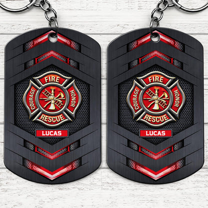 Fire Rescue Courage Honor With Firefighter Badge And Maltese Cross