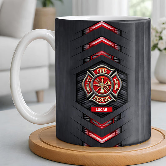Fire Rescue Courage Honor With Firefighter Badge And Axe