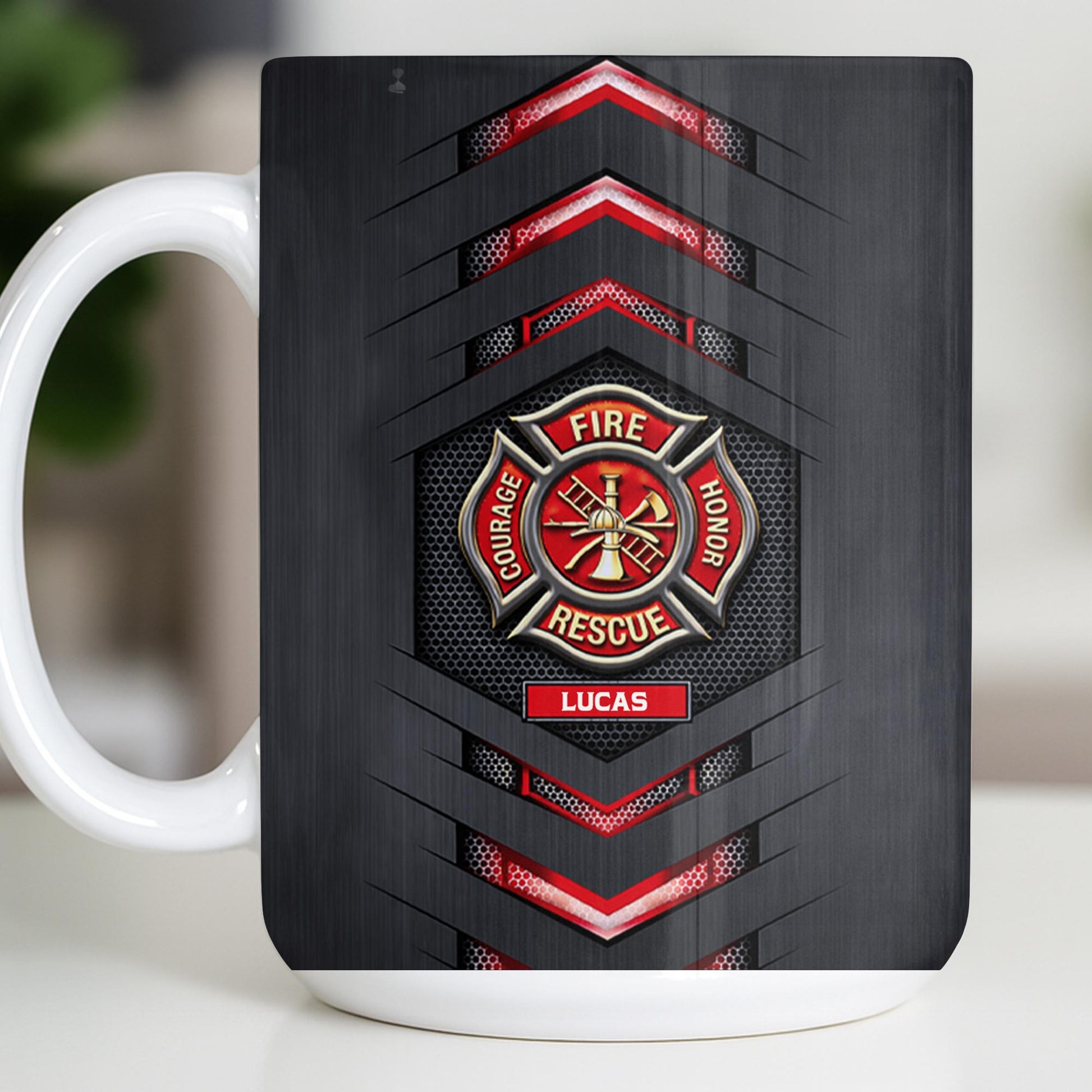 Fire Rescue Courage Honor With Firefighter Badge And Axe