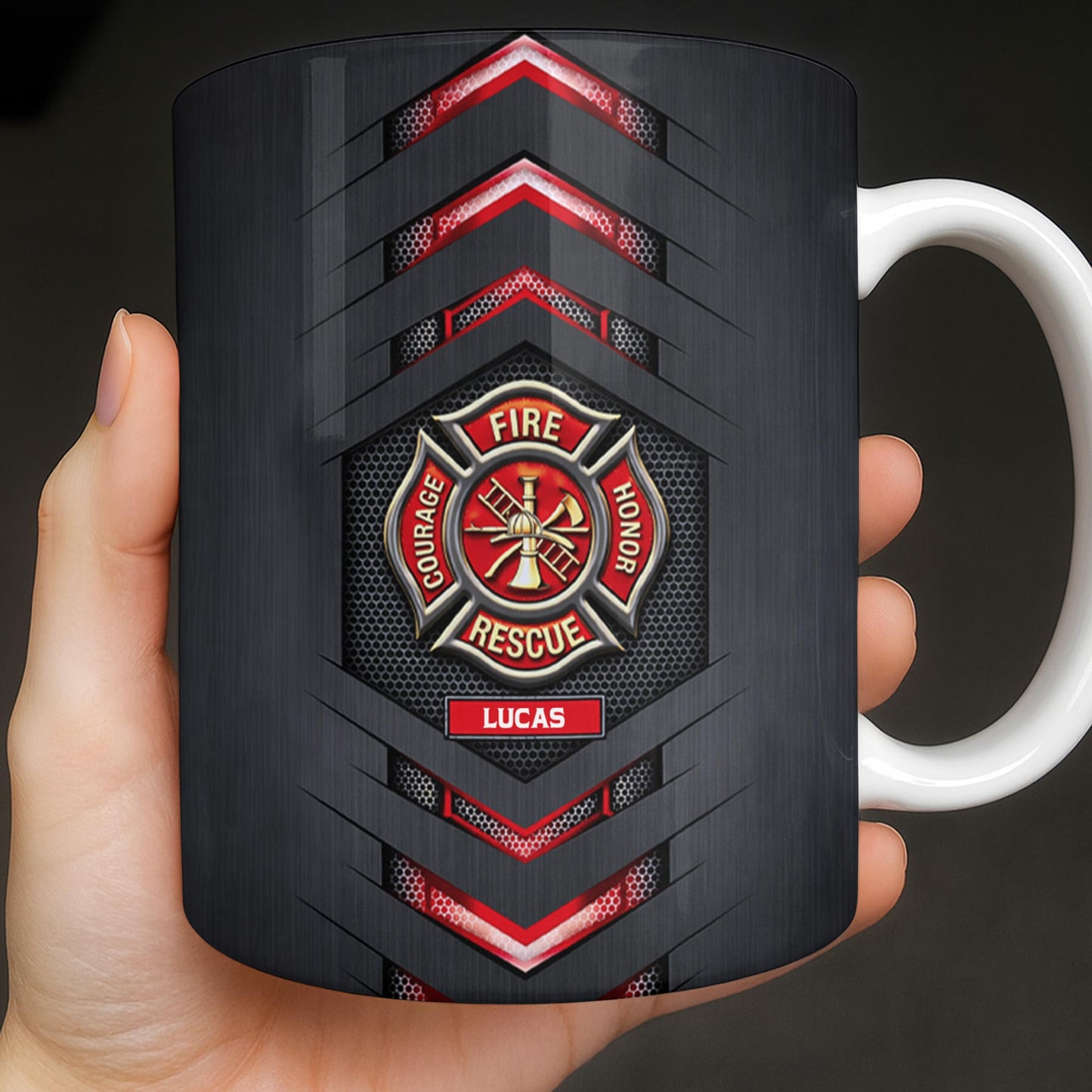 Fire Rescue Courage Honor With Firefighter Badge And Axe