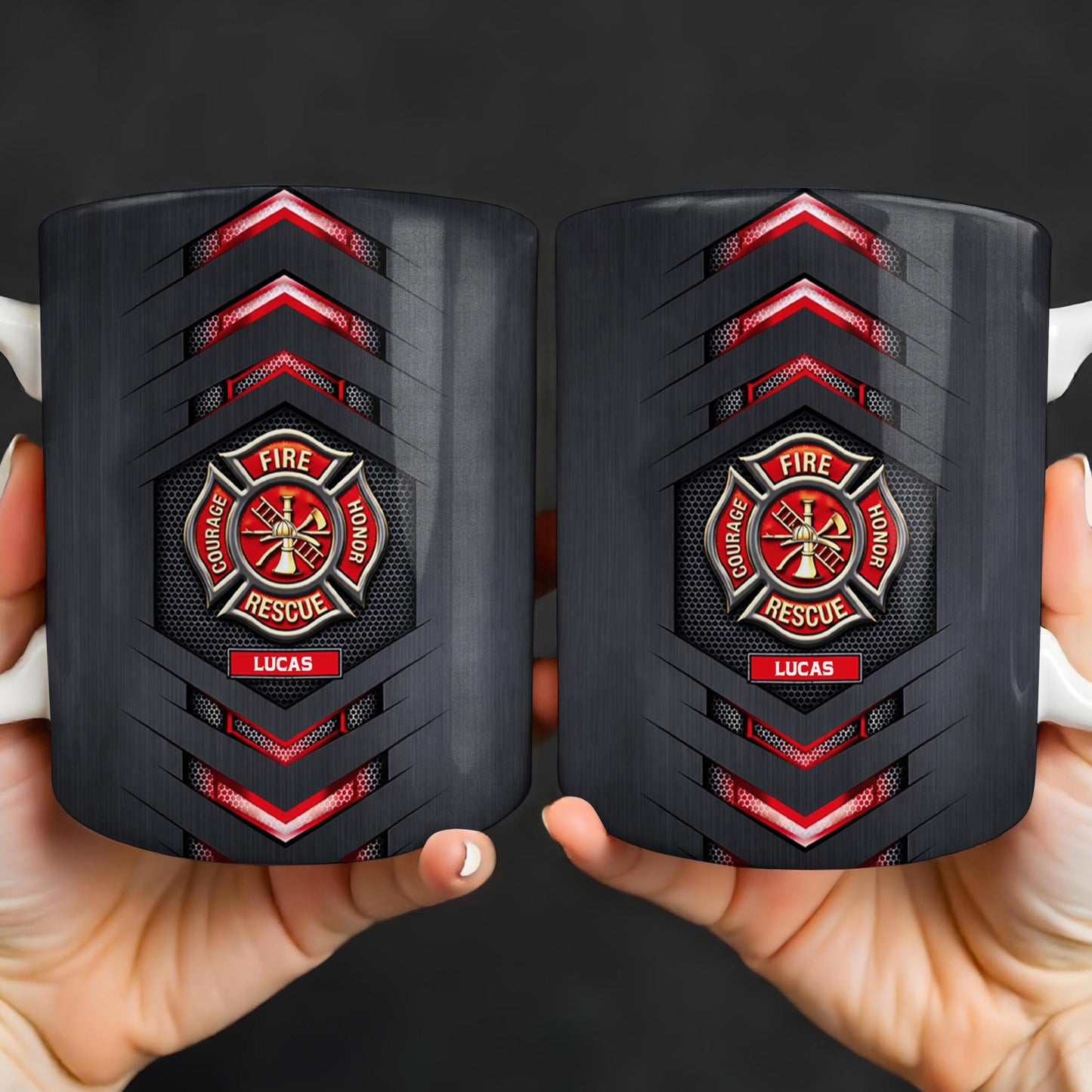 Fire Rescue Courage Honor With Firefighter Badge And Axe