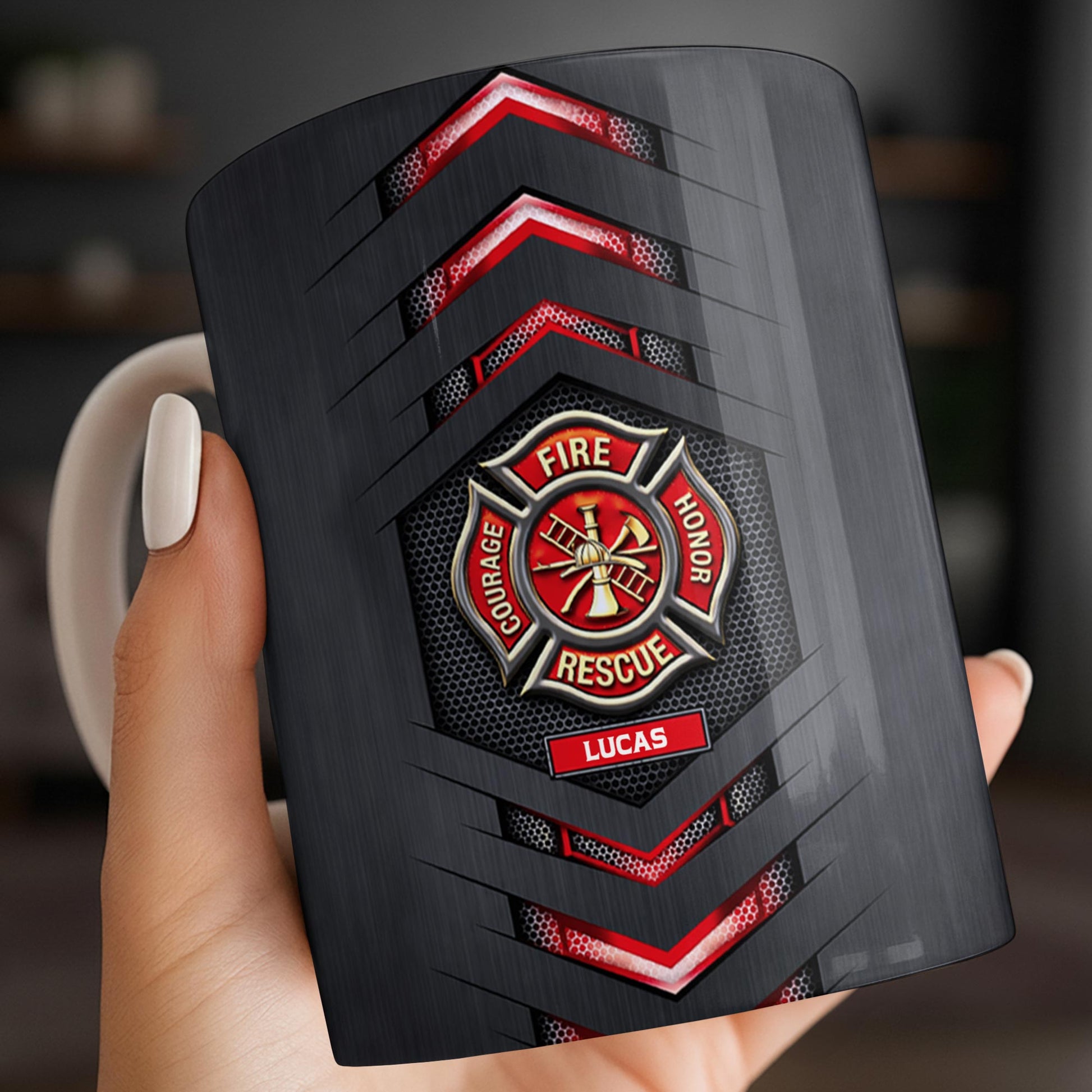 Fire Rescue Courage Honor With Firefighter Badge And Axe