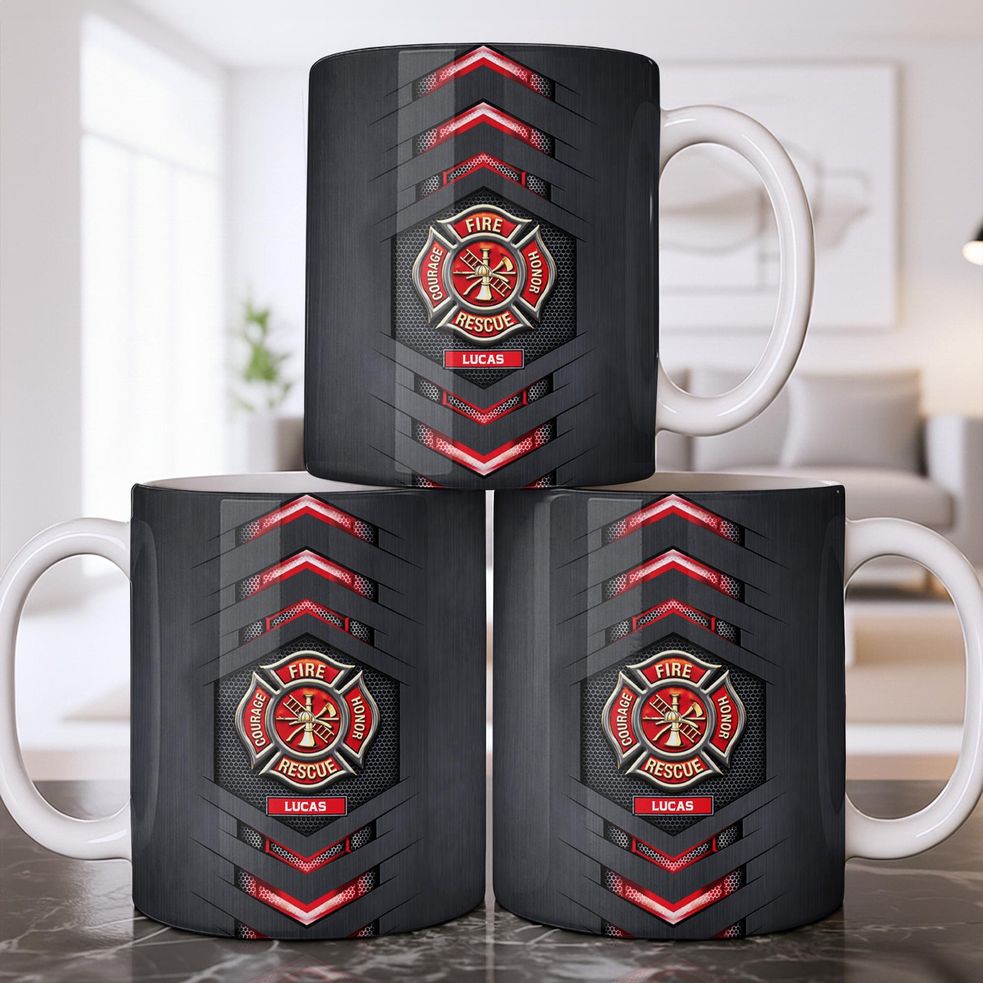 Fire Rescue Courage Honor With Firefighter Badge And Axe