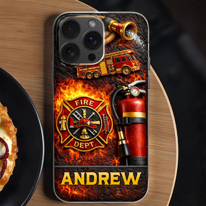 Fire Dept Firetruck and Badge - Personalized Clear Phone Case - FIF058_PHC