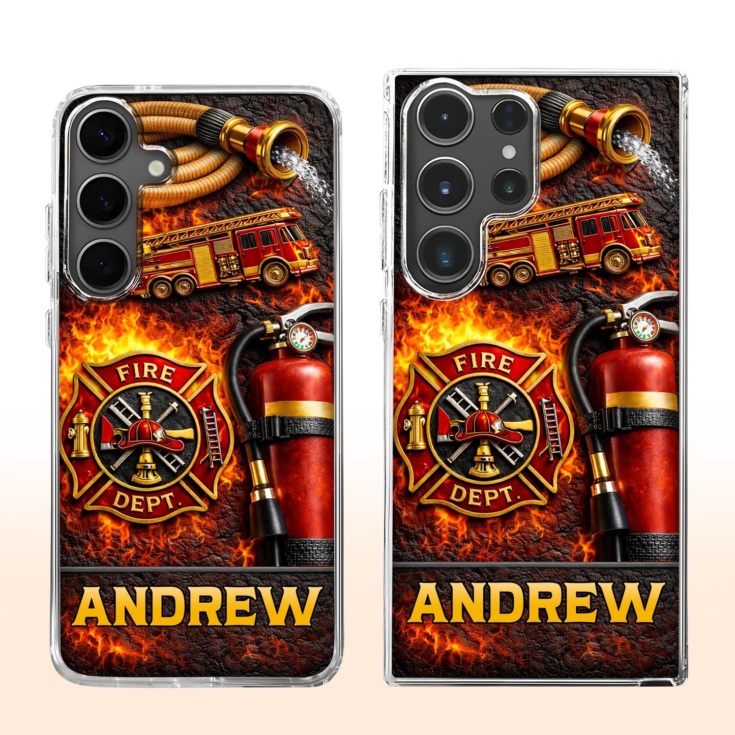 Fire Dept Firetruck and Badge - Personalized Clear Phone Case - FIF058_PHC
