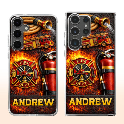 Fire Dept Firetruck and Badge - Personalized Clear Phone Case - FIF058_PHC