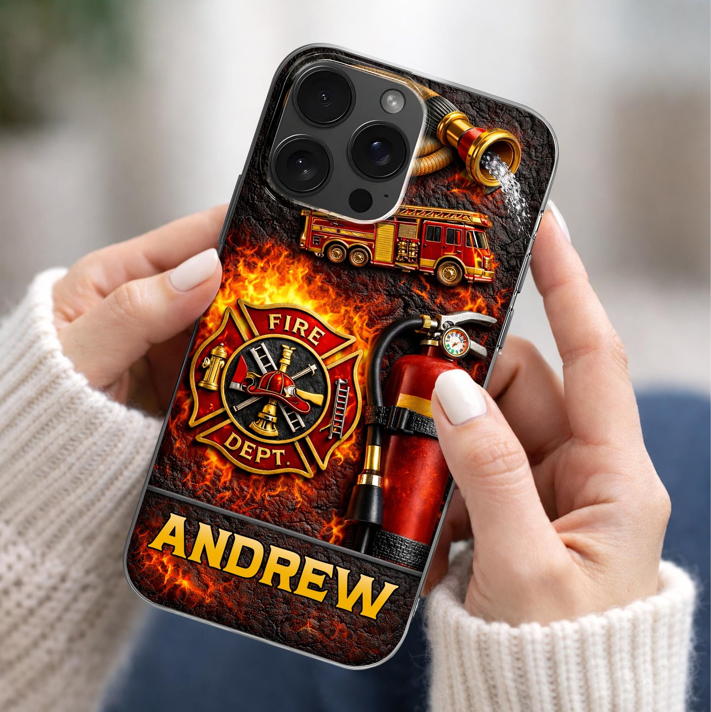 Fire Dept Firetruck and Badge - Personalized Clear Phone Case - FIF058_PHC