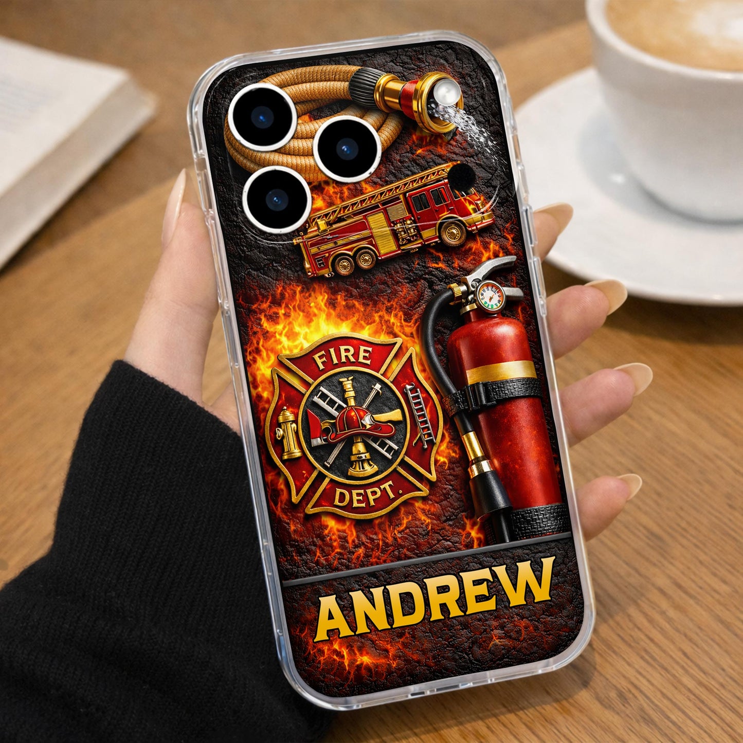 Fire Dept Firetruck and Badge - Personalized Clear Phone Case - FIF058_PHC