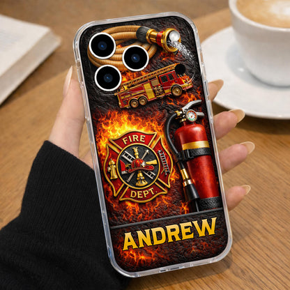 Fire Dept Firetruck and Badge - Personalized Clear Phone Case - FIF058_PHC