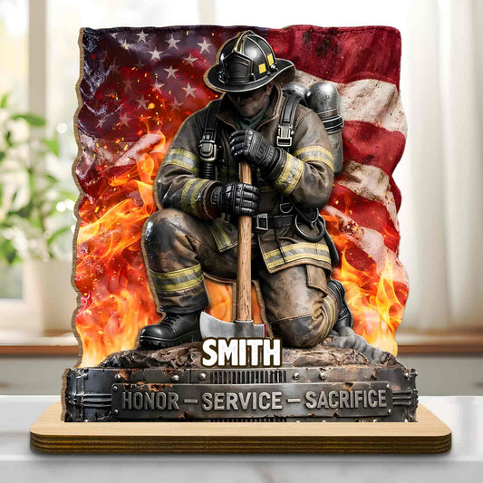 Honor Service Sacrifice Firefighter With American Flag And Axe