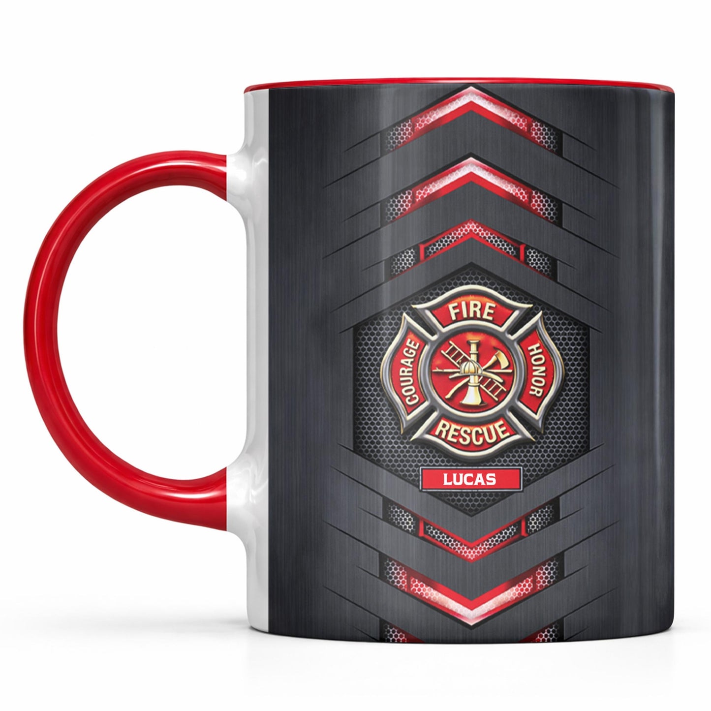 Fire Rescue Courage Honor Maltese Cross Badge With Firefighter Tools Design