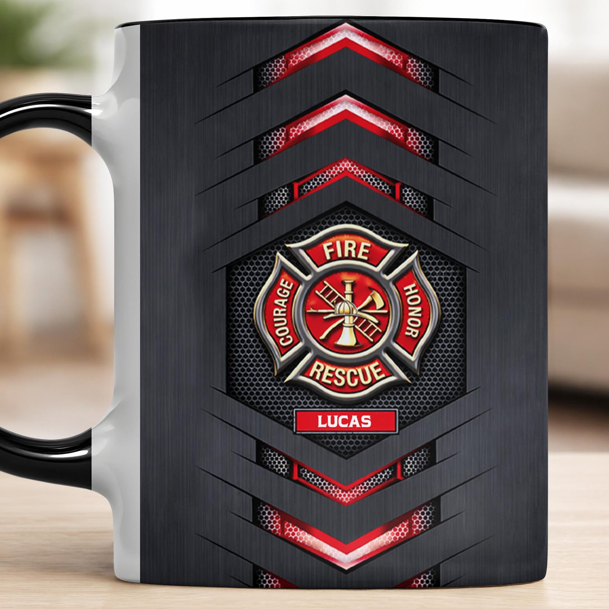 Fire Rescue Courage Honor Maltese Cross Badge With Firefighter Tools Design