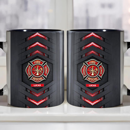 Fire Rescue Courage Honor Maltese Cross Badge With Firefighter Tools Design